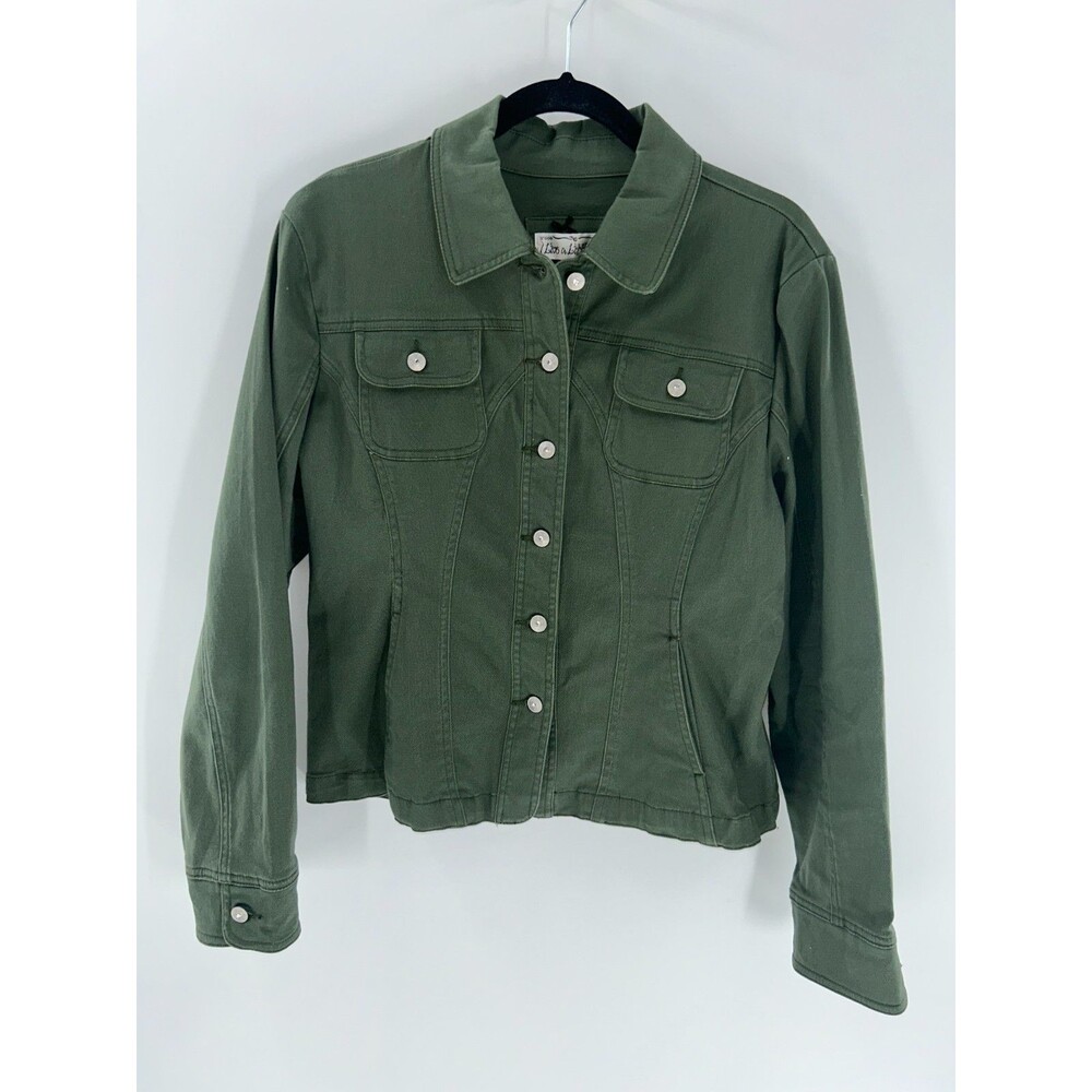 Women's Live A Little Olive Green Fitted Utility Lightweight Jacket Size L